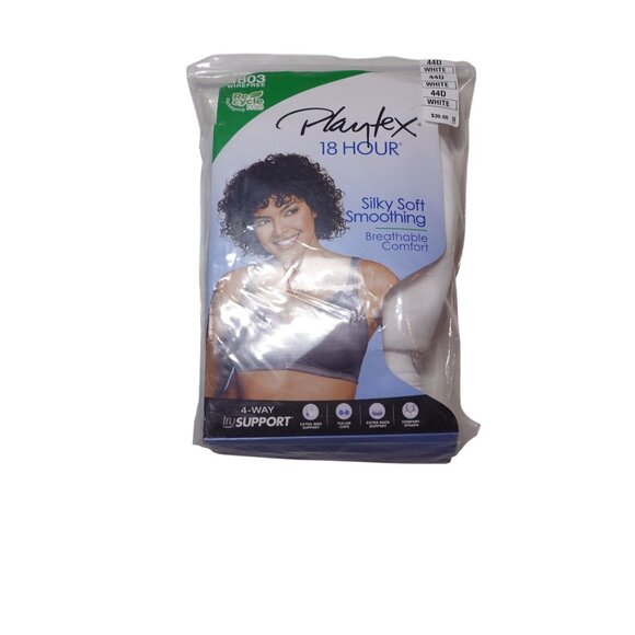 Playtex Full Figure 18 Hour Sleek & Smooth Wireless Bra Sz 44D White 4803 - Picture 5 of 10